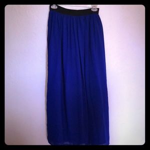 Chiffon cobalt maxi skirt